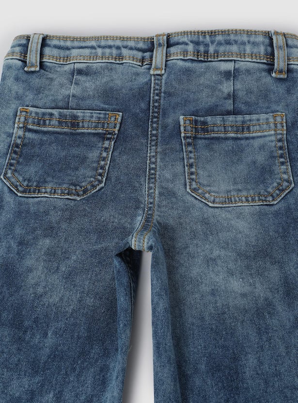 Girls Washed Wide-Leg Jeans