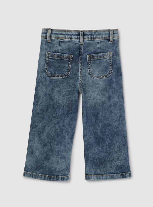Girls Washed Wide-Leg Jeans
