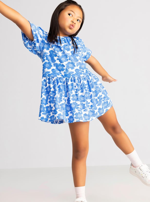 Girls Printed Fit & Flare Dress