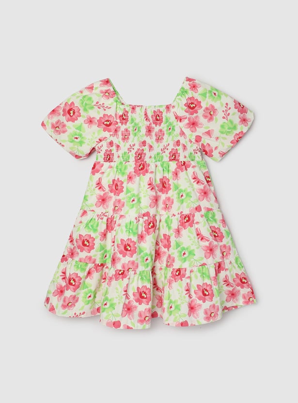 Girls Printed A-line Tiered Dress