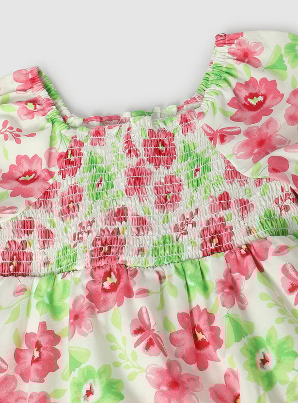 Girls Printed A-line Tiered Dress