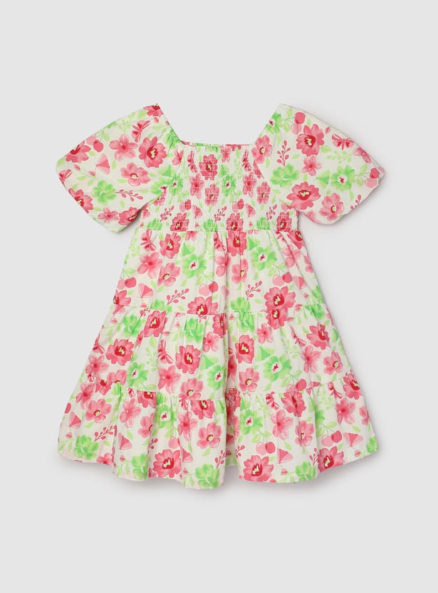 Girls Printed A-line Tiered Dress