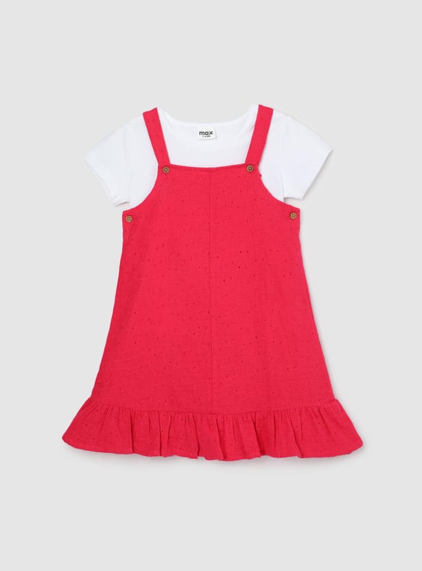 Girls Schiffli Pinafore Dress with T-shirt