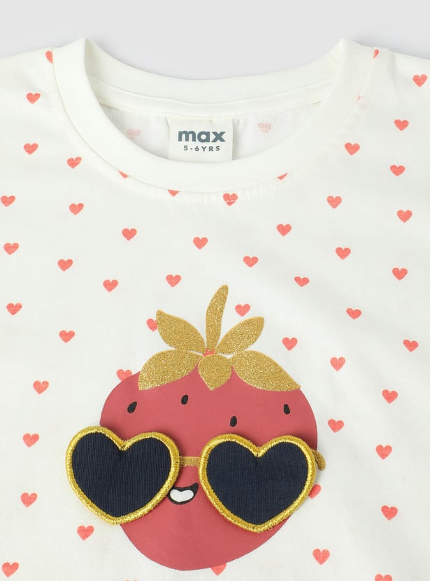 Girls Printed Applique Detail T-shirt
