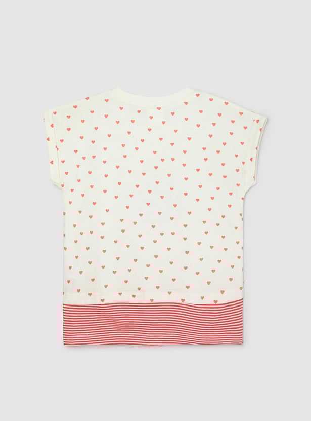 Girls Printed Applique Detail T-shirt