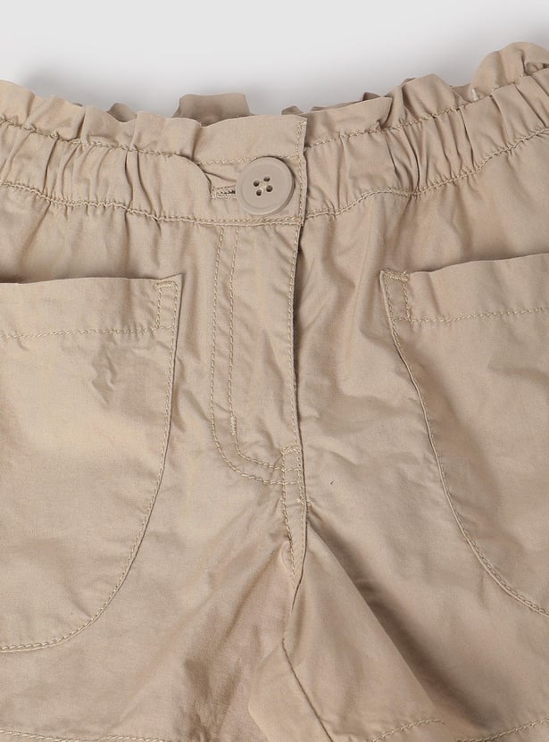 Girls Solid Casual Shorts