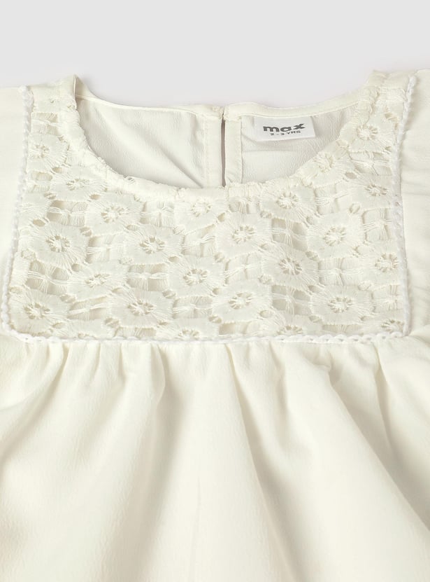 Girls Lace Detail Poncho Top