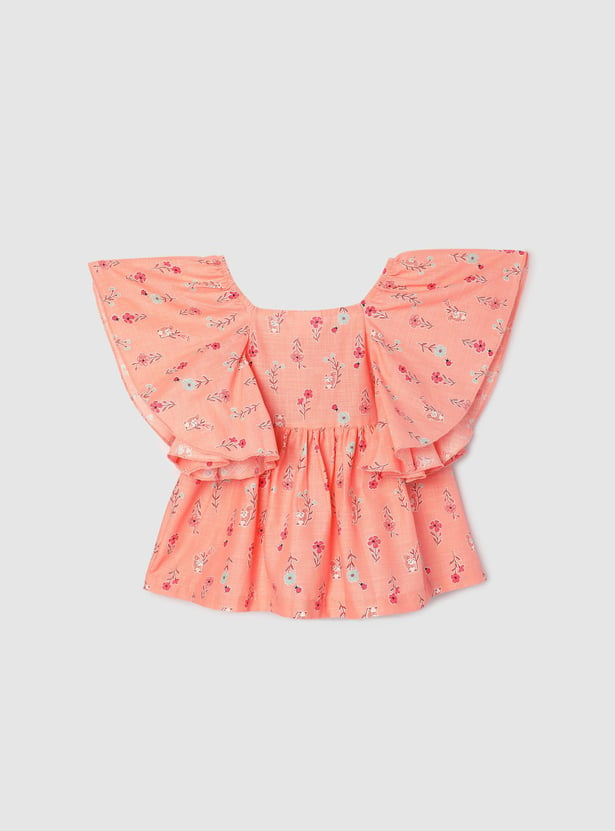 Girls Printed Woven Peplum Top