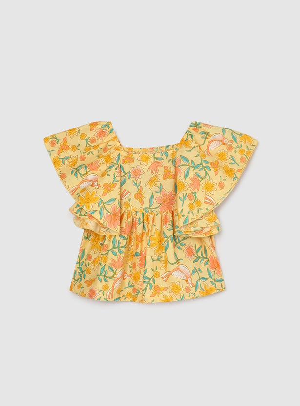 Girls Printed Woven Peplum Top