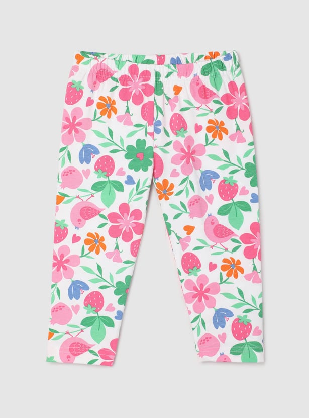 Buy Girls Floral Printed Full Length Leggings Online at just Rs