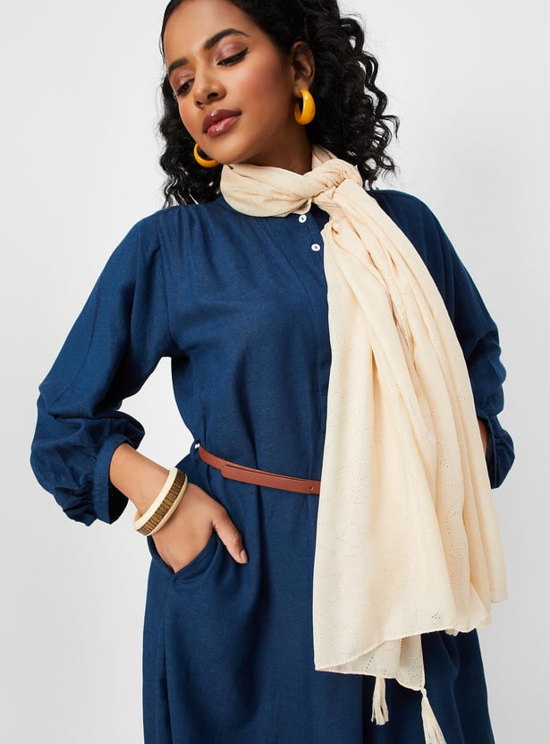 Women Printed Scarf with Tassels