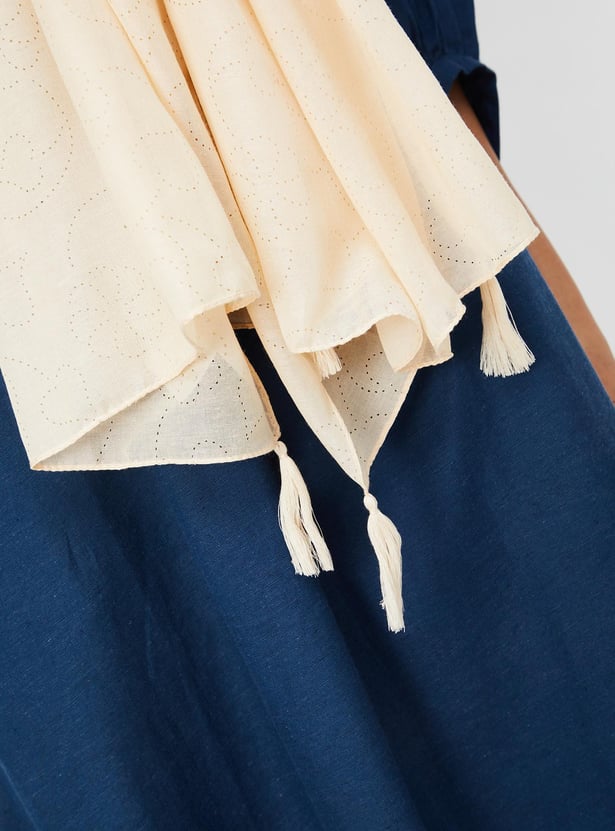 Women Printed Scarf with Tassels