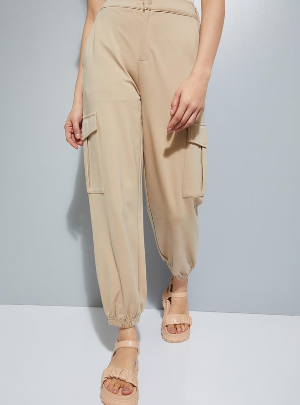 URB_N Women Solid Cargo Joggers
