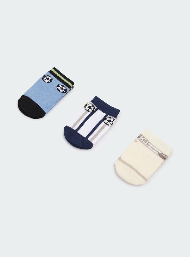 Boys Printed Ankle-Length Socks - Pack of 3