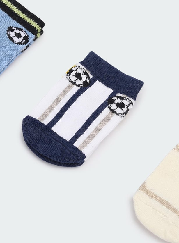 Boys Printed Ankle-Length Socks - Pack of 3