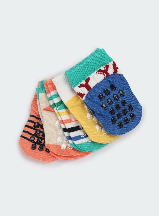 Boys Printed Ankle-Length Socks - Pack of 5