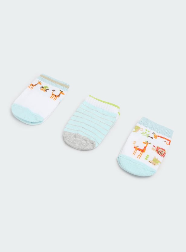 Boys Printed Ankle-Length Socks - Pack of 3