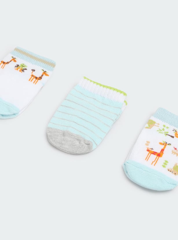 Boys Printed Ankle-Length Socks - Pack of 3