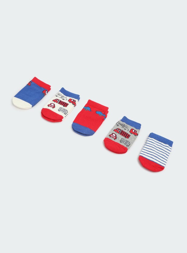 Boys Printed Ankle Length Socks- Pack of 5