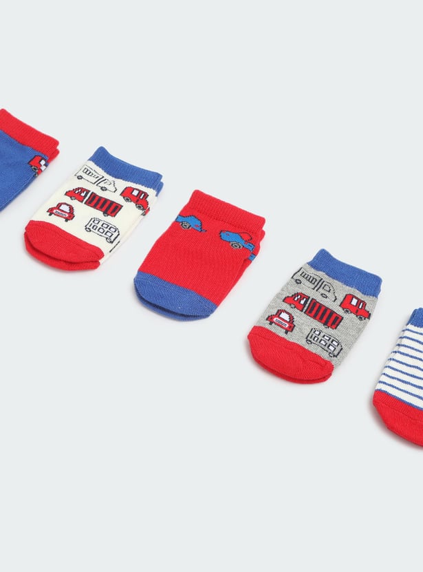 Boys Printed Ankle Length Socks- Pack of 5