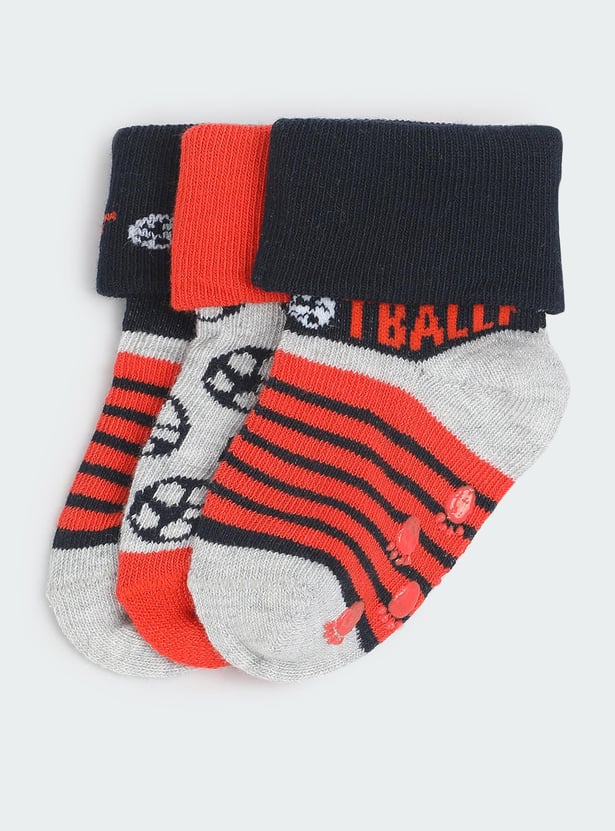 Boys Printed Ankle-Length Socks - Pack of 3