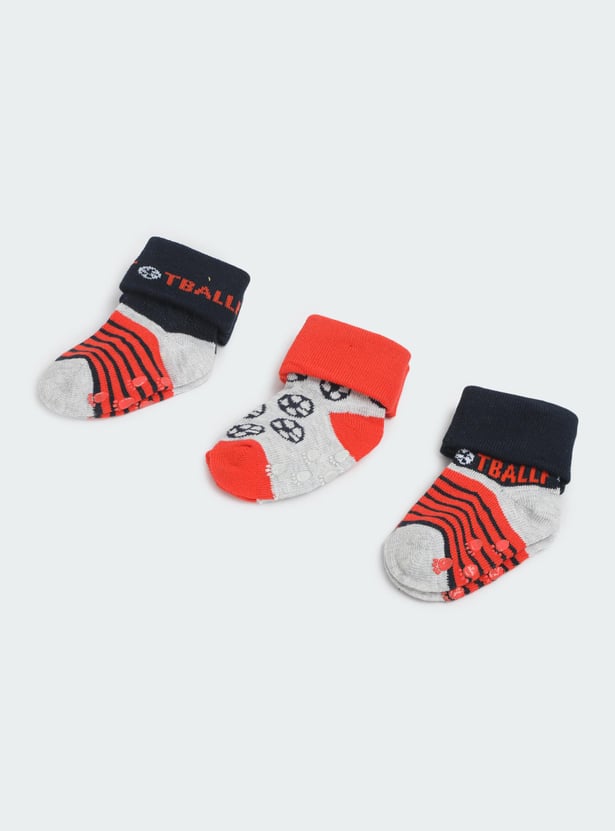 Boys Printed Ankle-Length Socks - Pack of 3