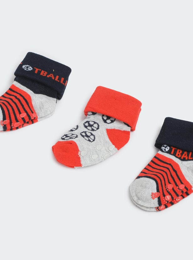 Boys Printed Ankle-Length Socks - Pack of 3