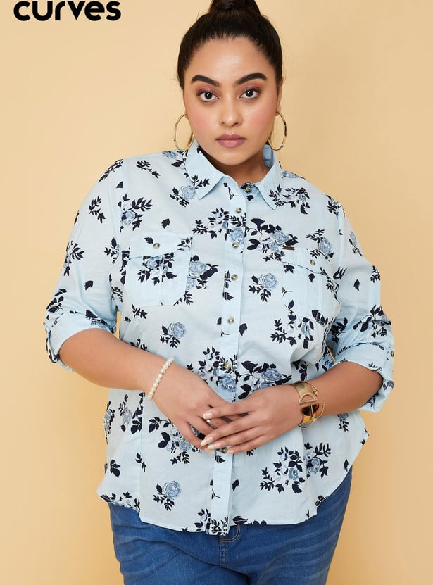 Women Printed Shirt with Double Pockets