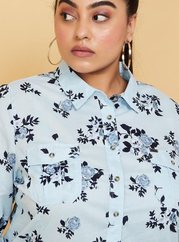 Women Printed Shirt with Double Pockets