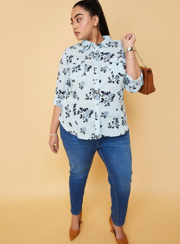 Women Printed Shirt with Double Pockets