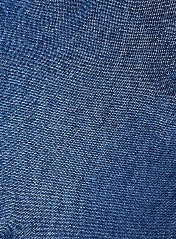 Women Solid Denim Midi Dress