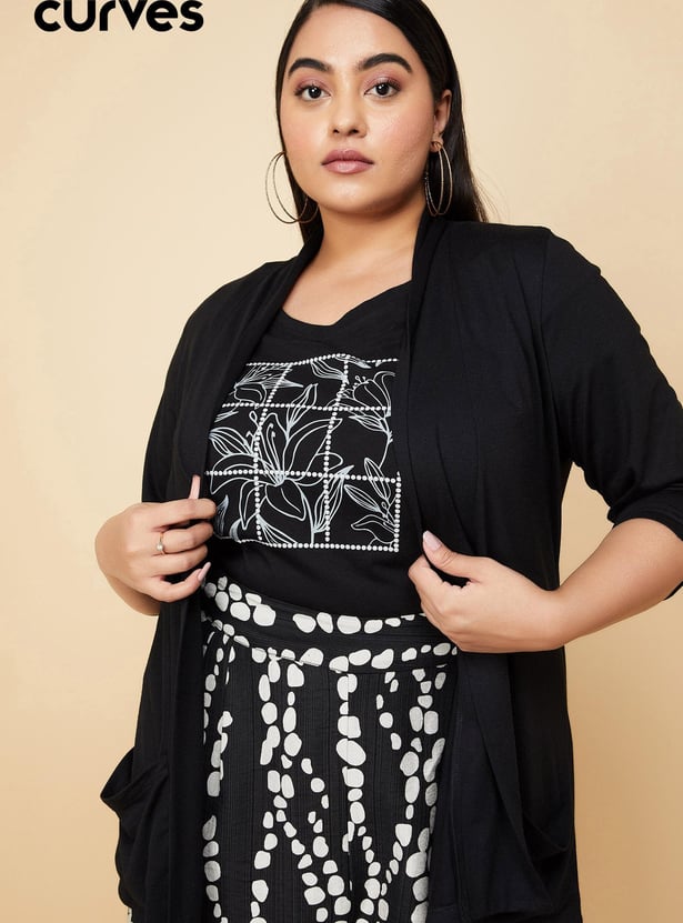 Women Solid Open-Front Shrug