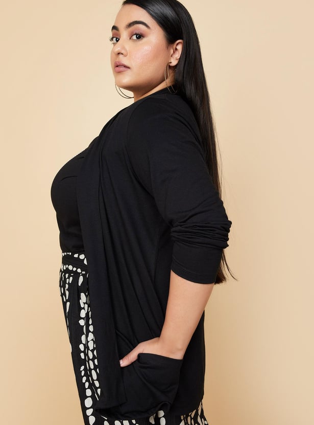 Women Solid Open-Front Shrug