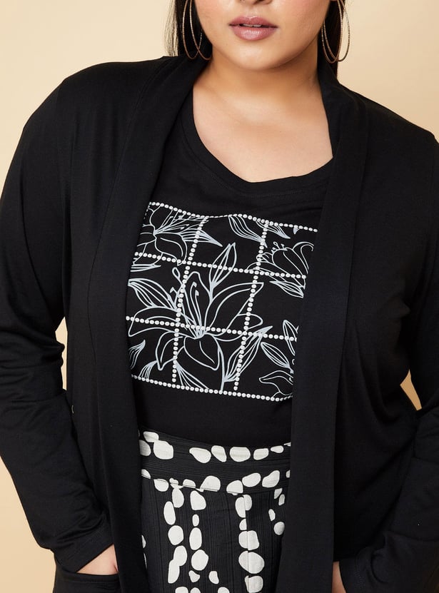 Women Solid Open-Front Shrug