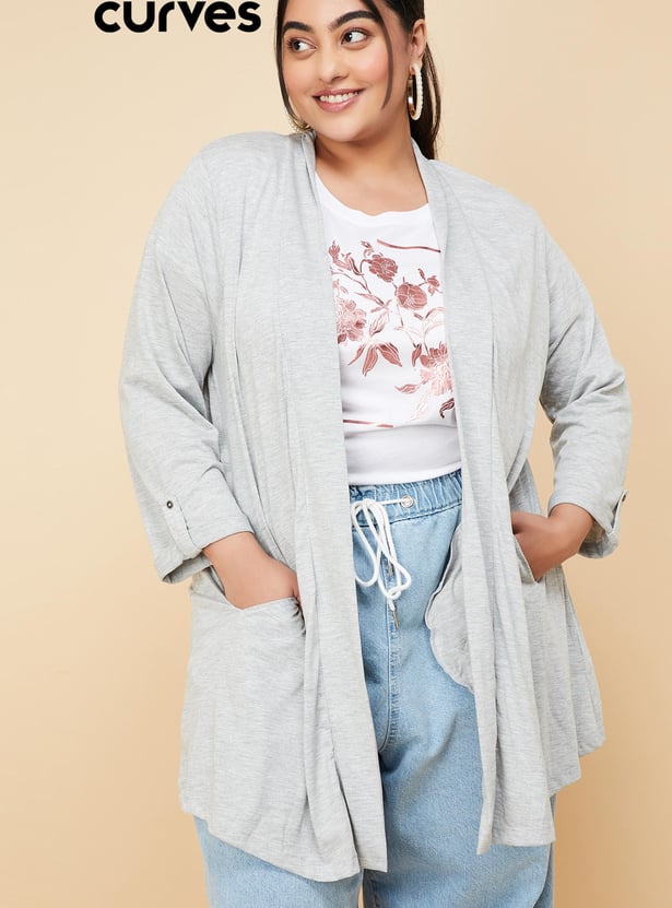 Women Solid Open-Front Shrug