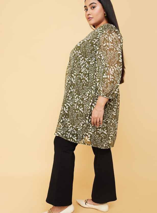 Women Black Floral Printed Tunic