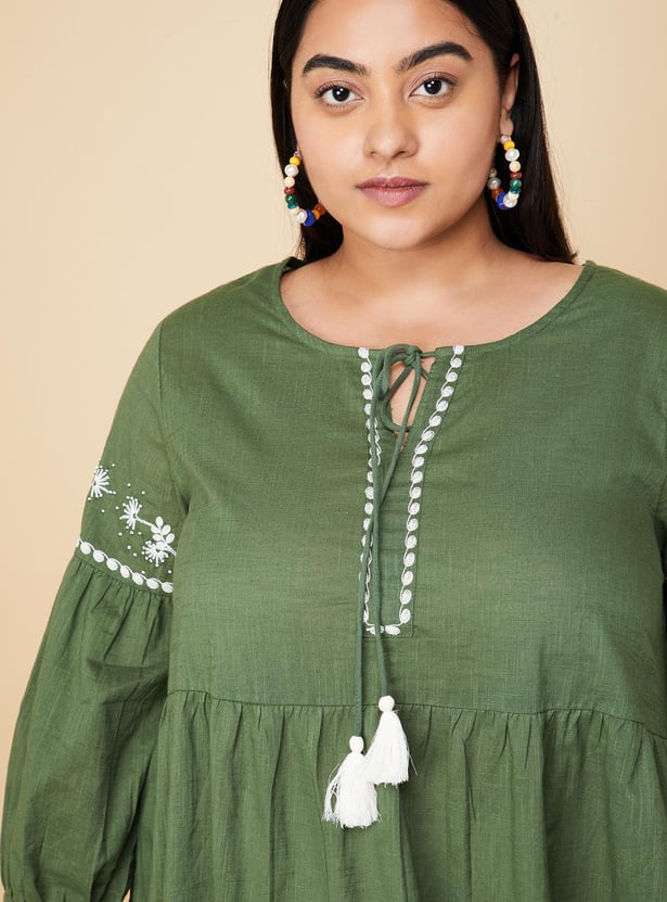 Women Embroidered Tiered Tunic