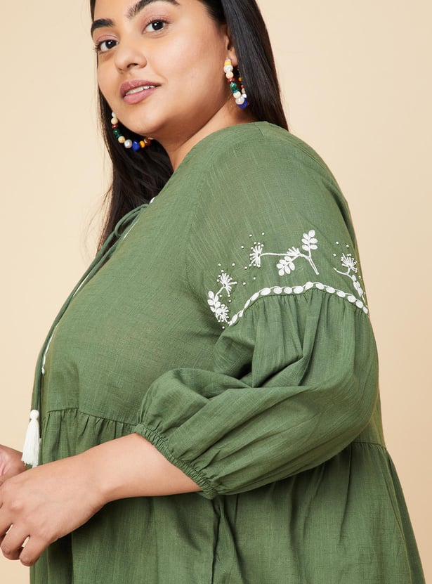 Women Embroidered Tiered Tunic