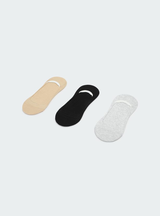 Women Solid No-Show Socks - Pack of 3