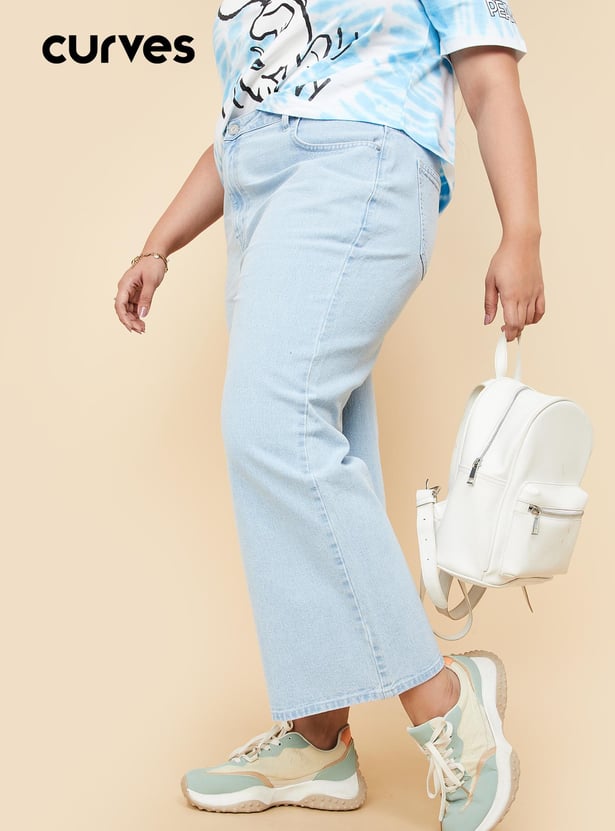 Women Washed Wide Leg Jeans