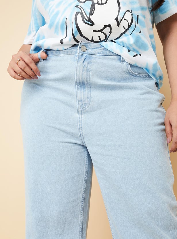 Women Washed Wide Leg Jeans