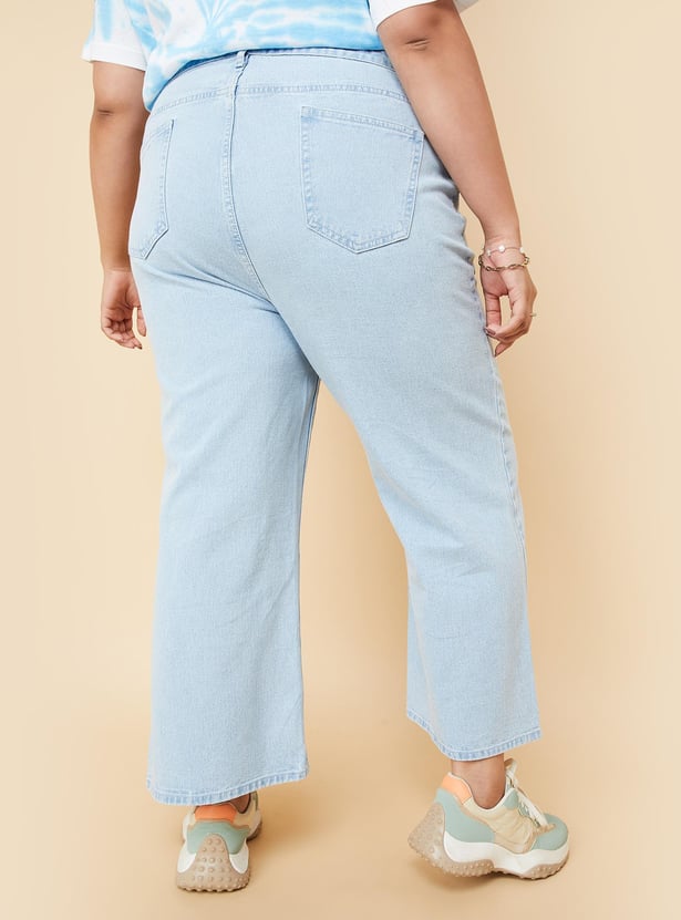 Women Washed Wide Leg Jeans