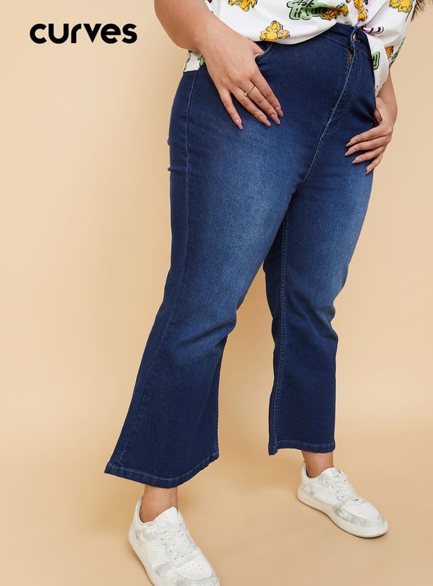 Buy Women Washed Kick Flare Jeans Online At Just Rs 1199 0 1000013423273 Max Fashion