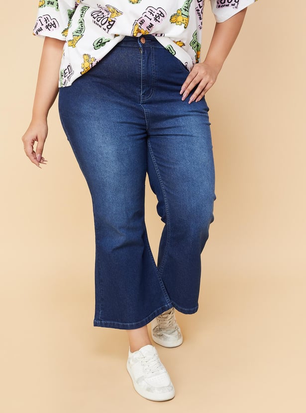 Buy Women Washed Kick Flare Jeans Online At Just Rs 1199 0 1000013423273 Max Fashion