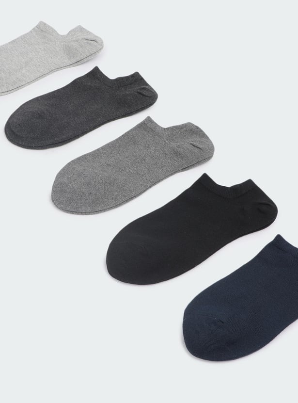 Men Solid Ankle Length Socks - Pack of 5