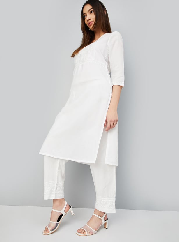 Women Embroidered Straight Pants