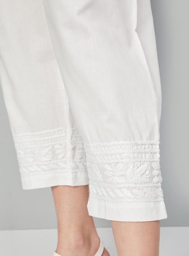 Women Embroidered Straight Pants