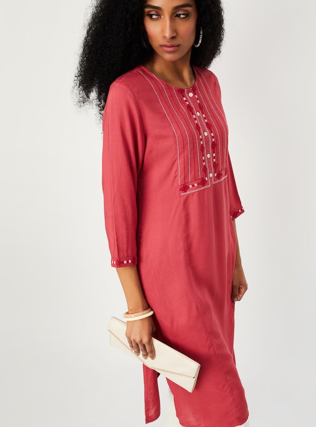 Women Embroidered A-Line Kurta