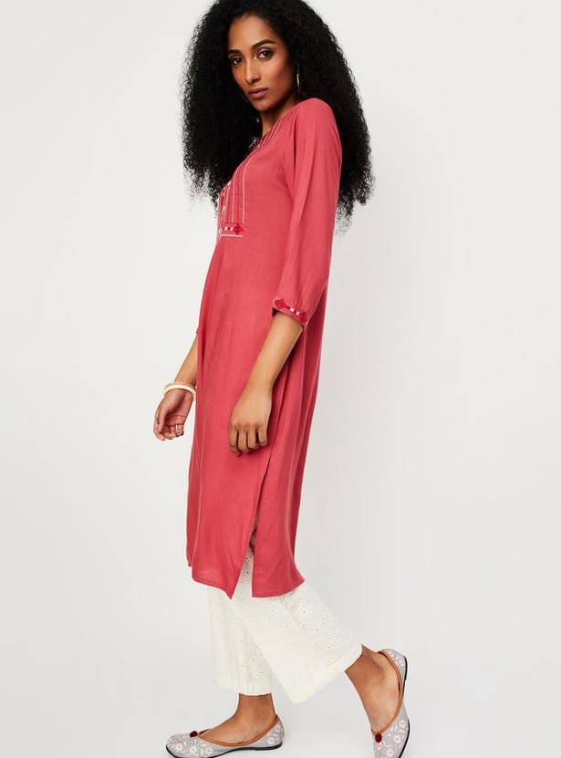 Women Embroidered A-Line Kurta