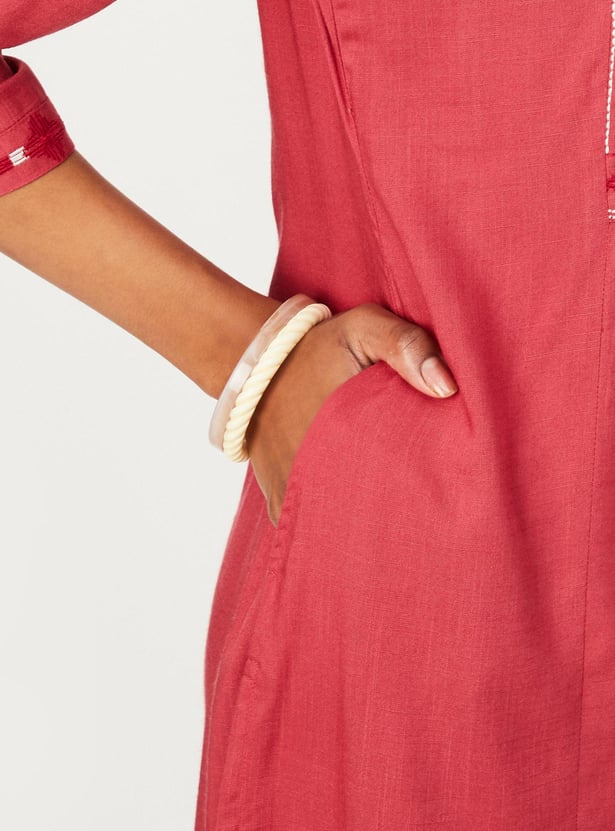 Women Embroidered A-Line Kurta